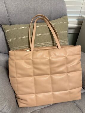 Neutral Quilted Tote Bag - Beige